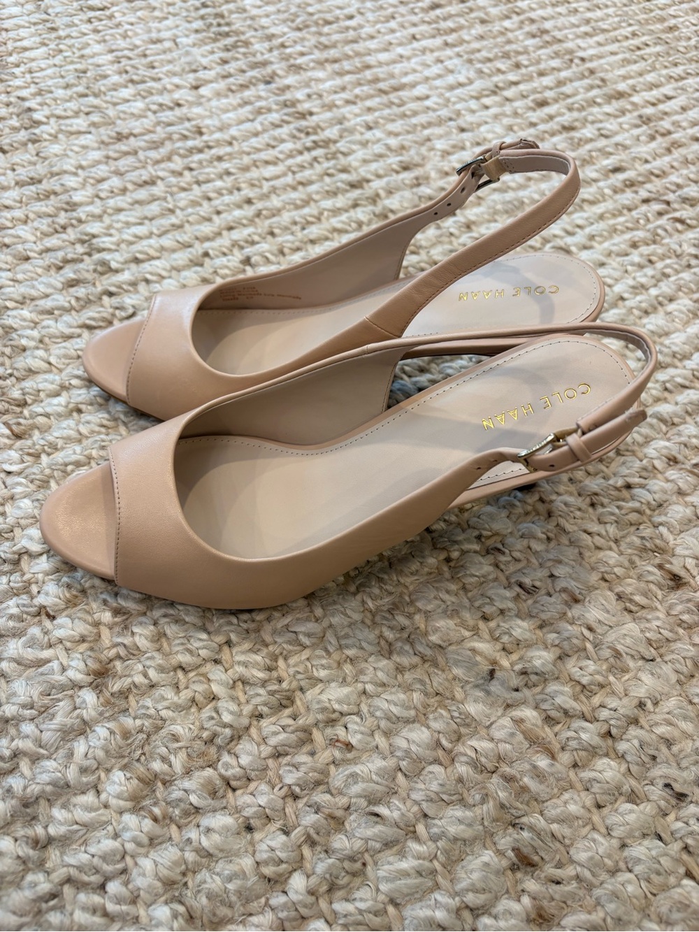 Cole Haan Blush Nude Slingback Peep-Toe Flats